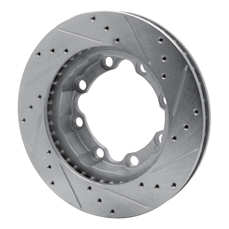Chevrolet Suburban 1500 Brake Rotor (1) - Front Left - R1 Concepts - Drilled & Slotted - Silver - `88-`00